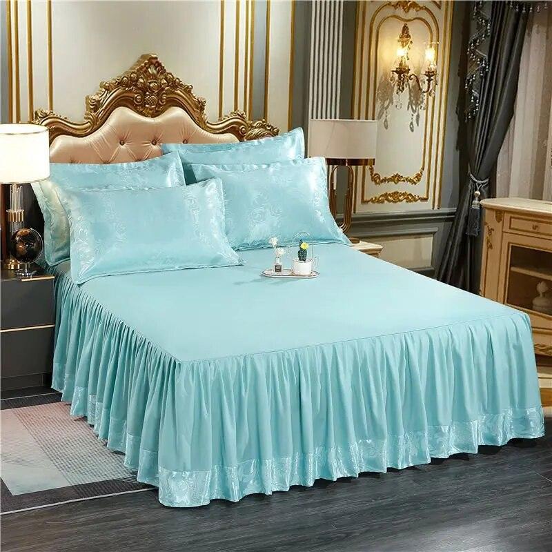 Plush Jacquard Bed Skirt Three-piece Sheet Bed Anti-slip Double Bed Spread Queen King Size Mattress Protective Cover