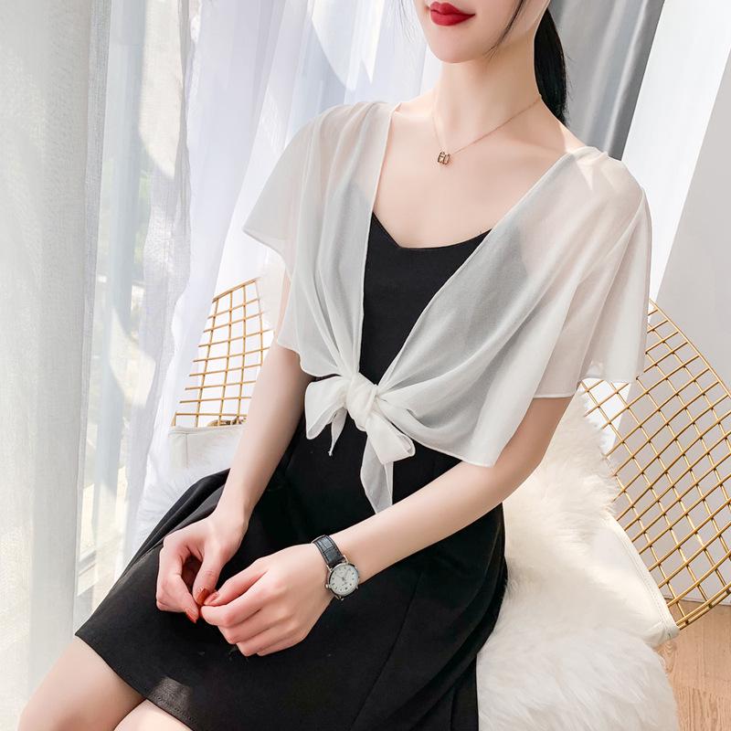 Summer Women's Versatile Chiffon Skirt and Shawl Set with Plus Size Short Sunscreen Cardigan