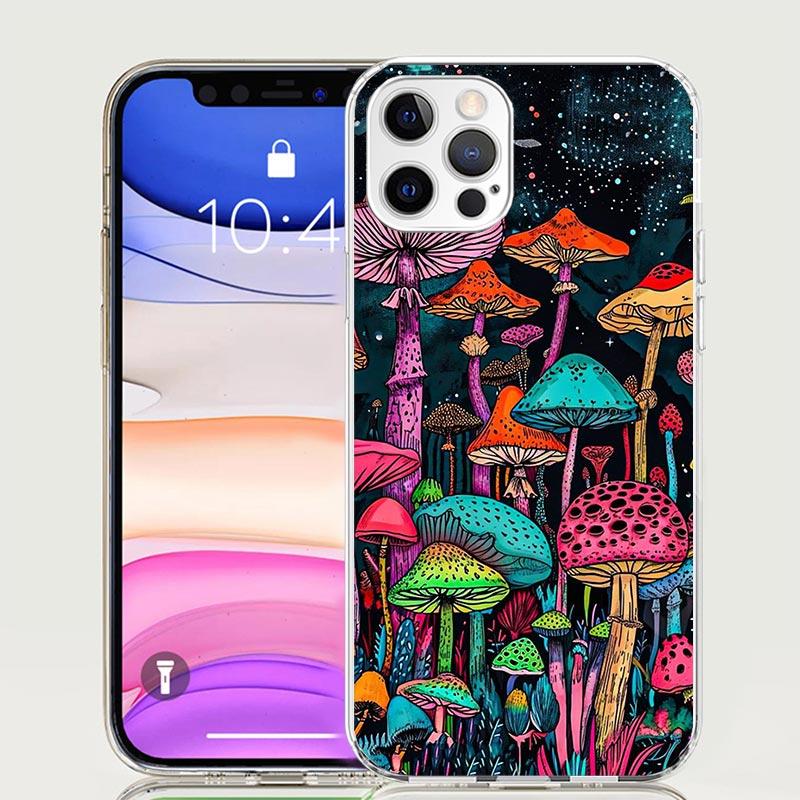 Красочный чехол для телефона с грибами для Apple iPhone 17 Air 16 15 Plus 14 + 13 Mini 12 11 Pro Max 7 8 SE 16Max Мягкий чехол Coque 1