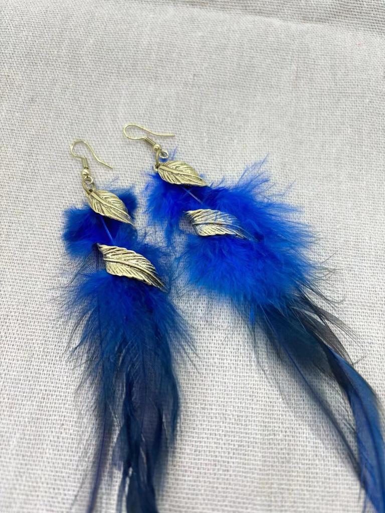 Этнические серьги-кисточки в стиле бохо с перьями — длинные, в стиле ретро (2024)