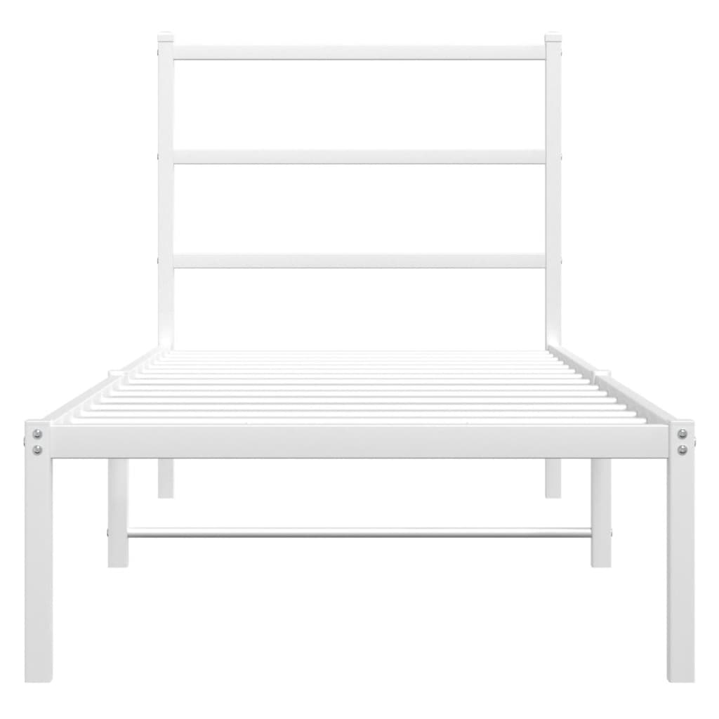 Vidaxl Металлическая кровать с изголовьем, без матраса, белая, 75x190 см