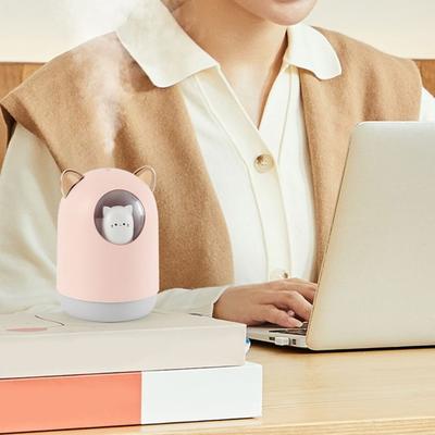 Портативный мини-увлажнитель 300 мл Мультяшный USB-увлажнитель холодного тумана с цветной подсветкой Маленький