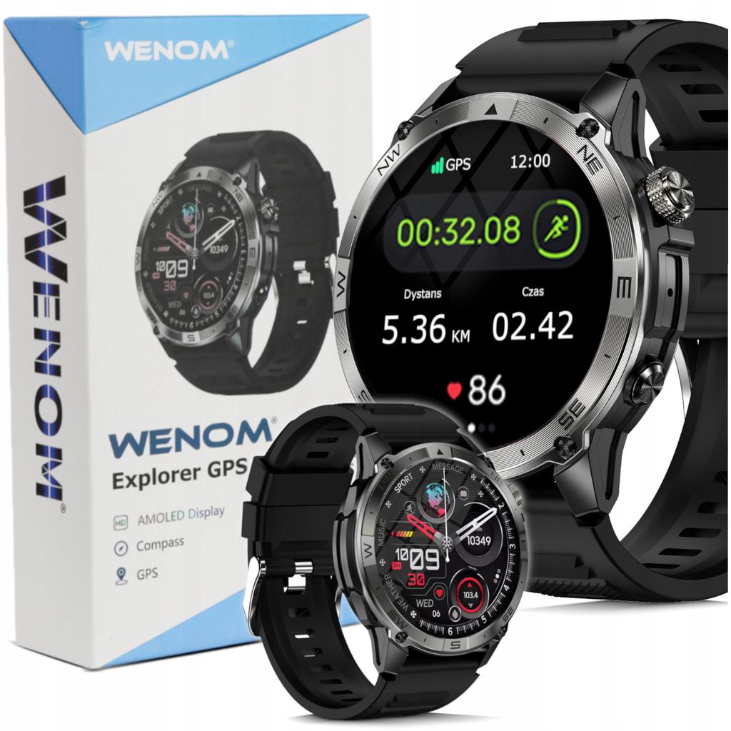 Smartwatch wenom explorer gps polskie menu wodoodporny 3 atm smart watch