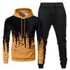 Mens Hooded Sports Tracksuit Unisex Two-Piece Running Outfits Long Sleeve Pullover Hoodies Sweatshirt+Sweatpants Set