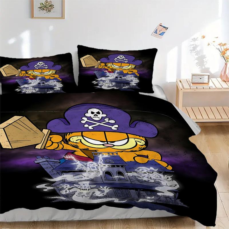 3pcs Pirate Garfield Duvet Cover Set, Includes 1 Duvet Cover and 1/2 Pillowcases (No Insert) yy251104231