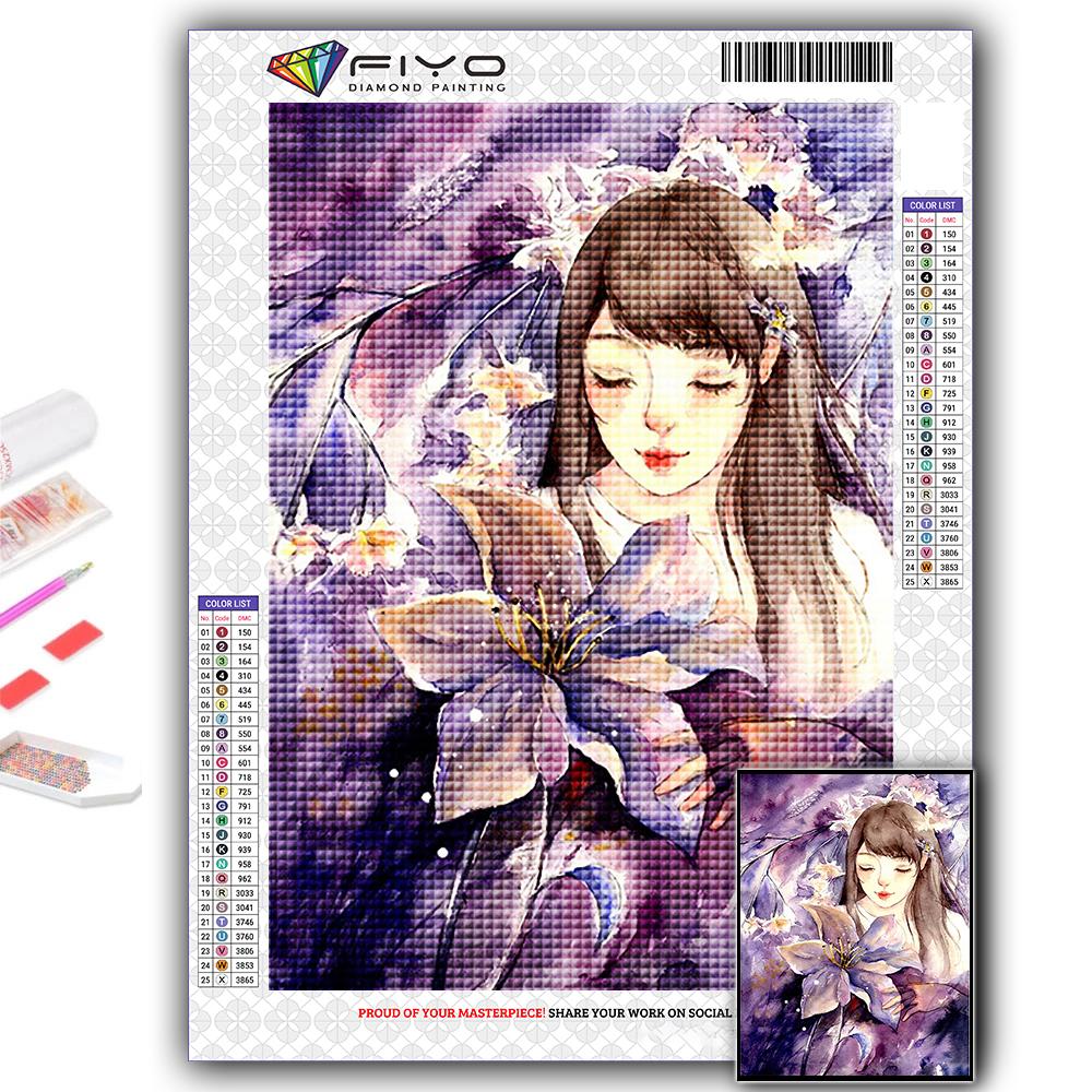Full 5D Diy Diamond Painting Girls and Flowers 5D Diamond Painting