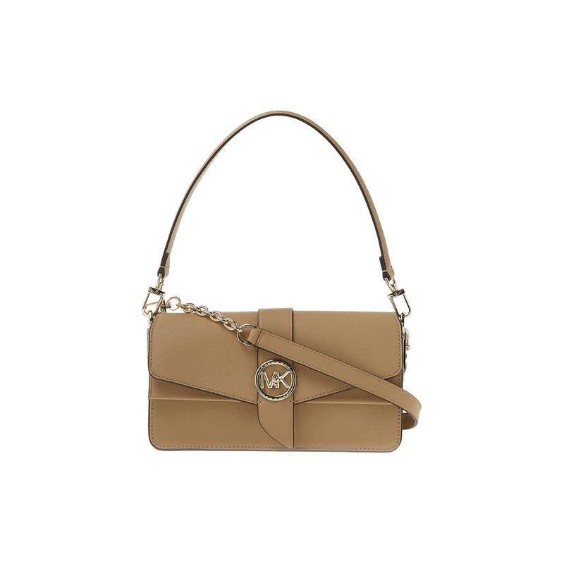 MICHAEL KORS Greenwich Retro Letter Logo Flip Commuting Leather Chain Shoulder Bag Handbag Women's Camel