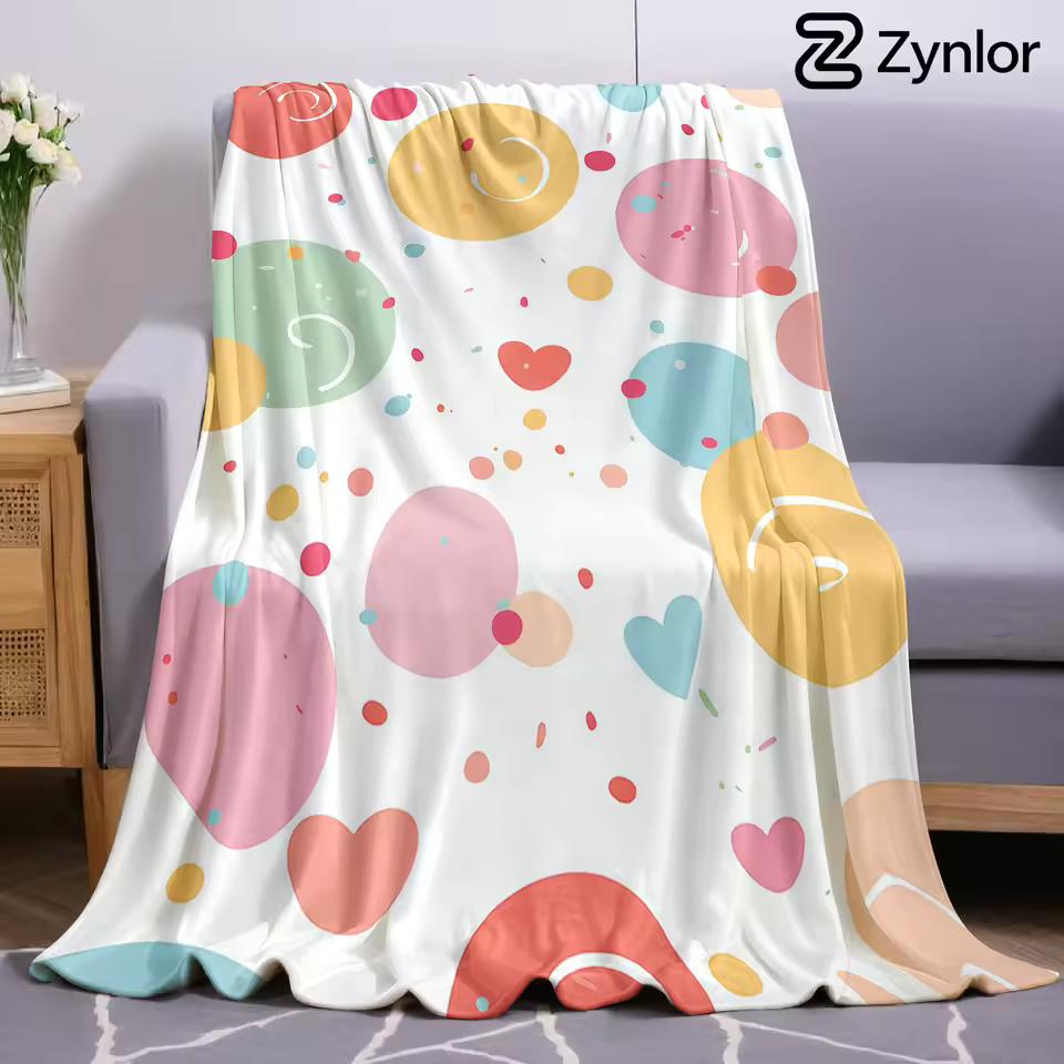 Color Bubble Heart Ultra Soft Sherpa Fleece Blanket Fluffy Warm Halloween Cozy Throw for Sofa Couch Bedroom Gift All season