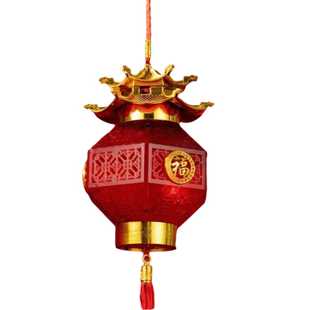 Фольгирование Рельеф Фонари Весеннего Фестиваля Светящиеся Ручной Работы Фонарь-Пагода с Кисточкой Китайский Стиль Подвесные Красные Фонари