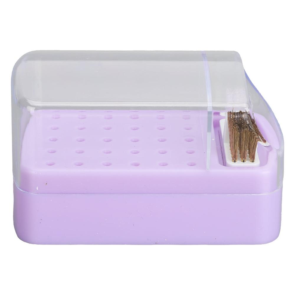 Cleaning Brush Nail Drill Bit Organizer Dustproof Nail Drill Bit Storage Box Salon Use