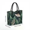  Cute Moth Fern Print Canvas Tote Bag Stylish Casual Daily Handbag for Women Portable Reusable Shopping Shoulder Bag