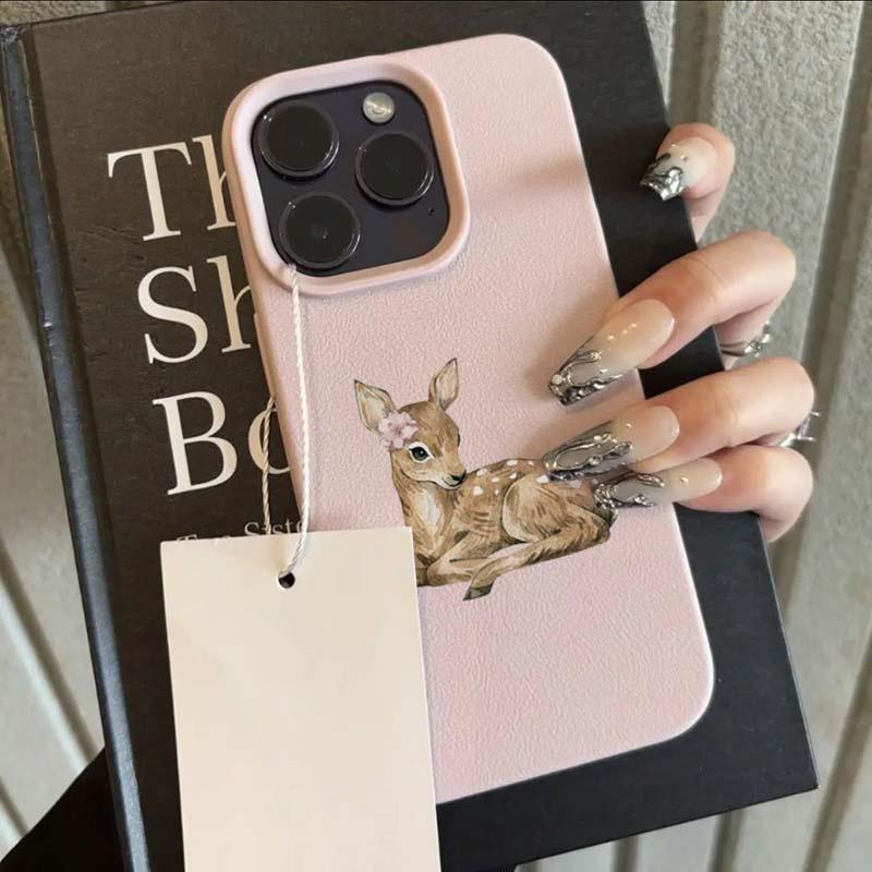 Винтажный чехол для телефона с дизайном коричневого оленя для iPhone 17 16 15 14 13 12 11 Pro Max XS XR Plus 15Pro 16Pro Эстетичный мягкий ТПУ чехол