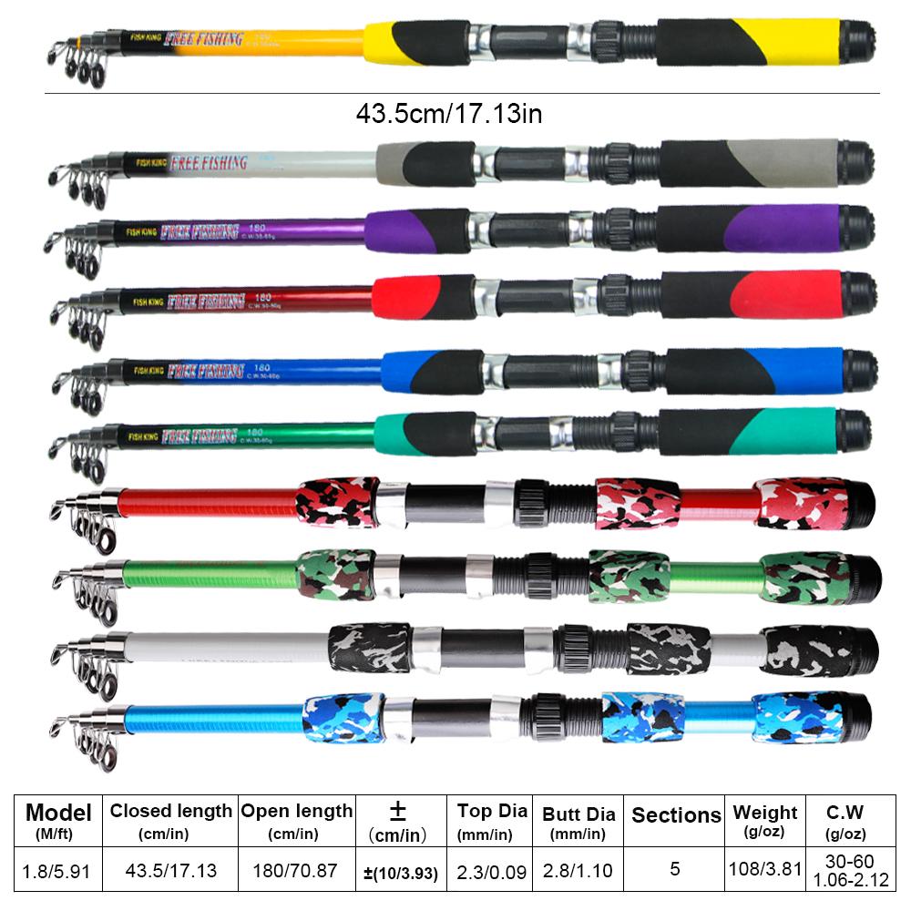 FTK Complete Fishing Kit: 1.8m/5.91ft Lightweight Fibreglass Spinning Rod and Reel Combo Cool Pack - for Fresh and Salt Water, Hooks