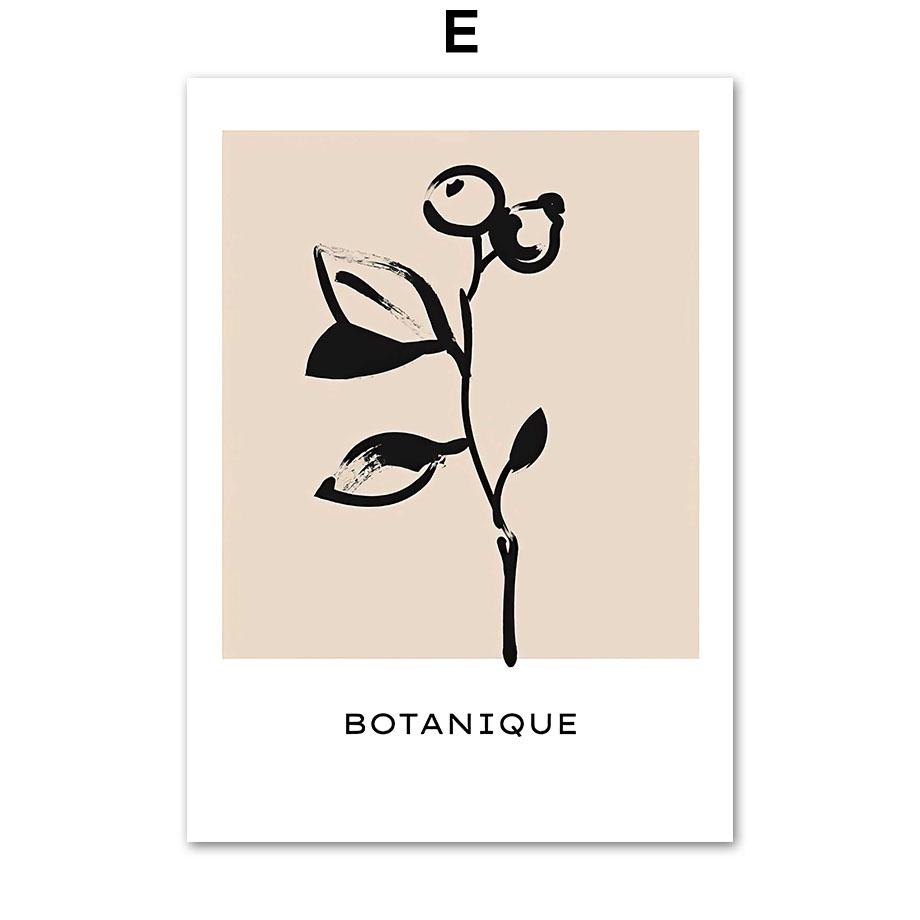 Цветок, лист, девушка, ручная геометрия, абстрактные черные, бежевые постеры и принты, настенная живопись на холсте, картины для декора гостиной