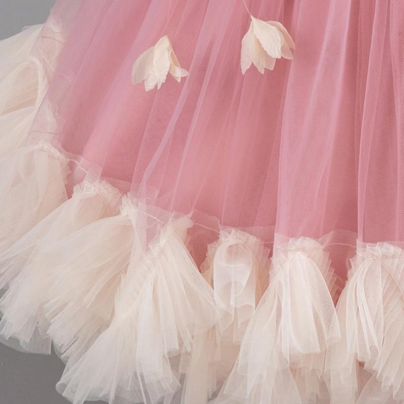 Girls' Baby Sleeveless Dress Short Princess Flower Pink Performance Flying Sleeve Toddler Children's Day Evening Dresses