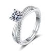 925 Sterling Silver Rings for Women Four Claws Cubic Zirconia Cross Ring Bridal Wedding Engagement Jewelry