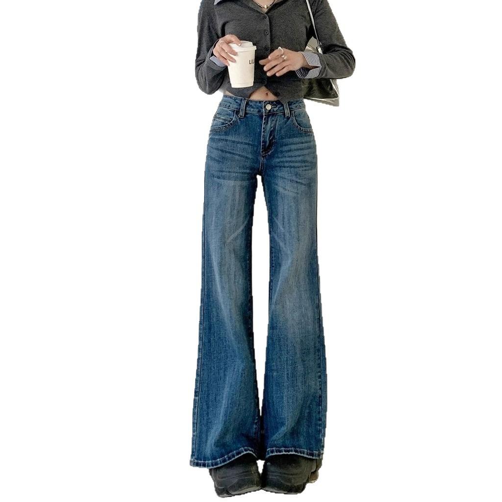 Женские голубые джинсы осенние для невысоких людей с низкой посадкой, свободные брюки, универсальные узкие брюки микроклеш, джинсы для женщин, длинные джинсовые брюки