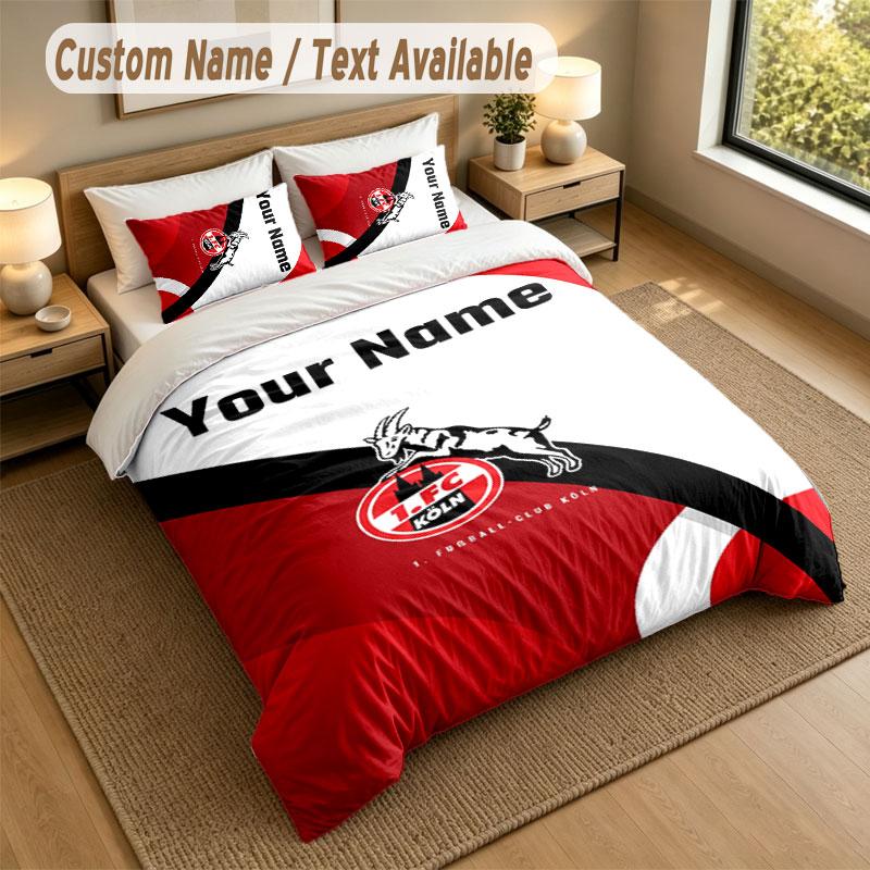 Bedding Set 1 Duvet Cover 2 Pillowcases FC Köln Print Soft Bed Linen Bedroom Decor