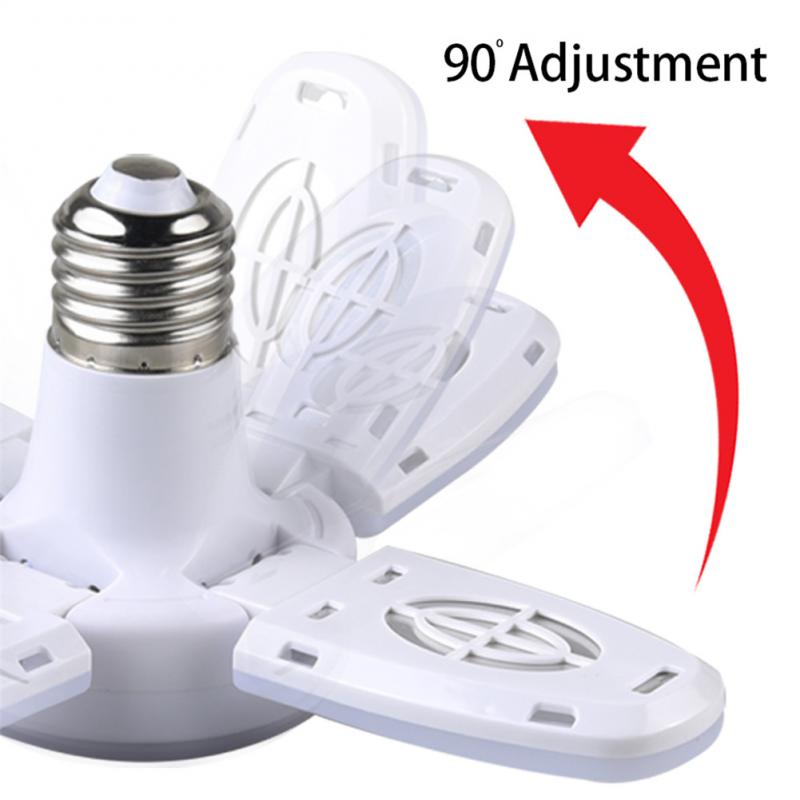 Foldable Four-leaf Lights LED Light Bulb Deformed 4+1 Light Six-leaf Garage Warehouse Lights Household Lamp Luminous Accessories