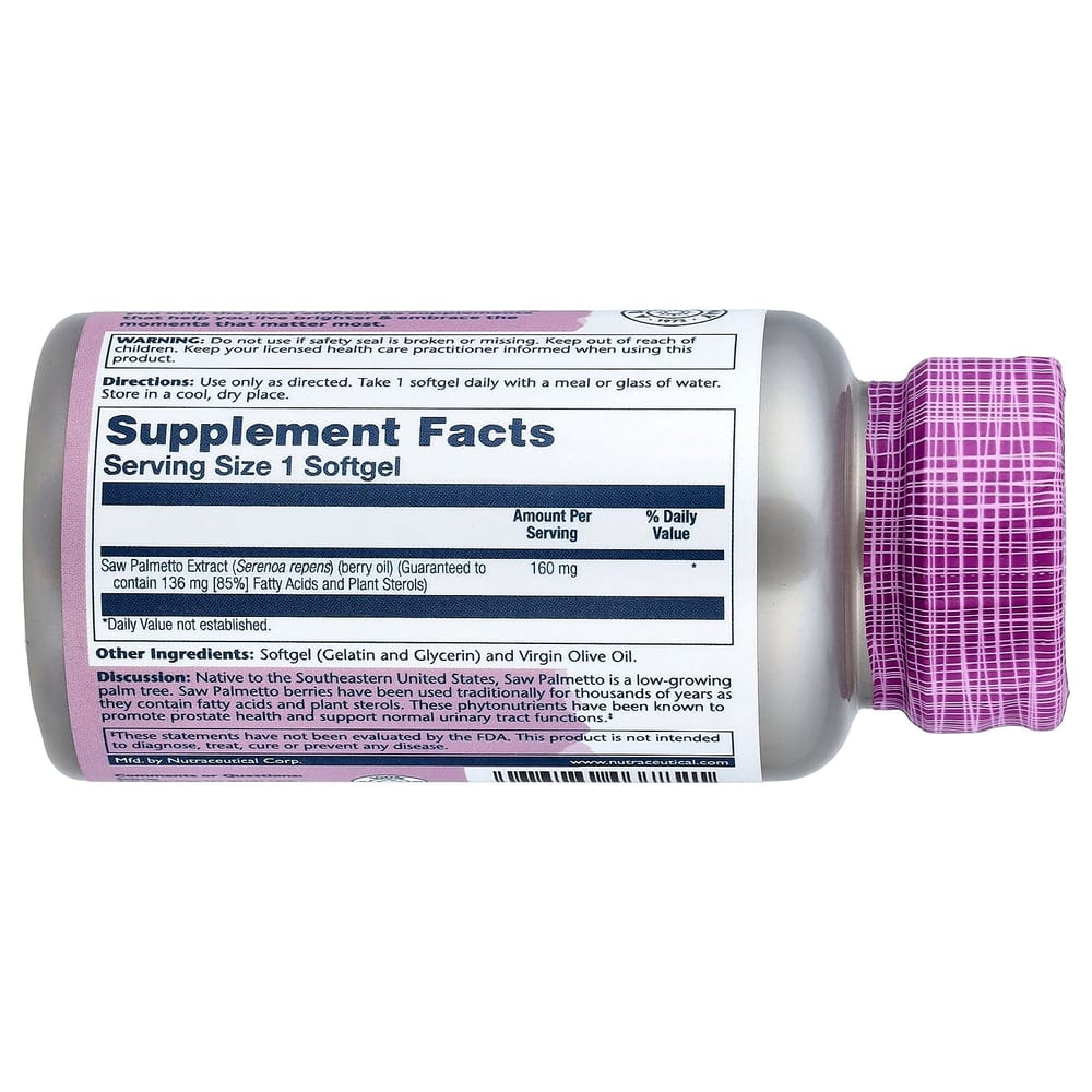 Solaray Saw Palmetto Extract 160mg, 60 Softgels
