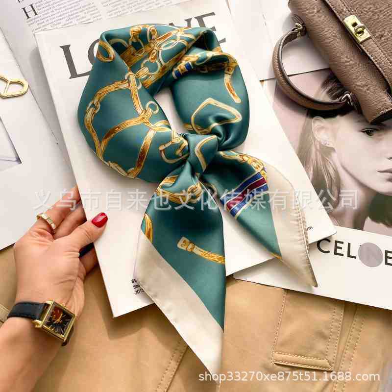Versatile fashion floral 71 imitation silk square scarf scarf high-end polka dot neck silk scarf rhombus spring