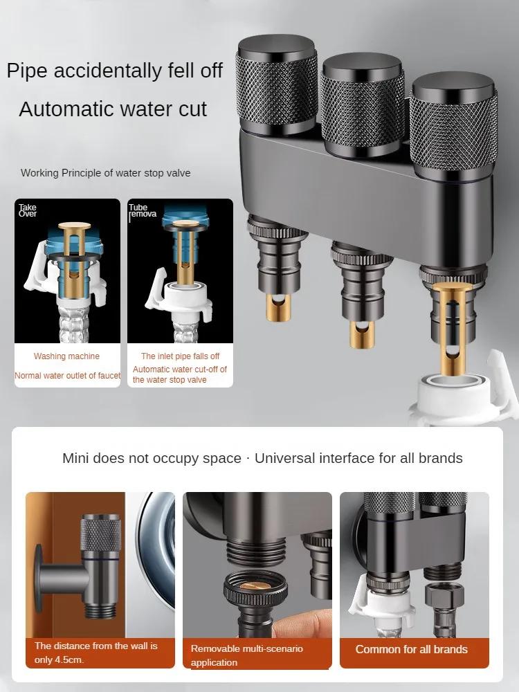 Латунный Тройник Одна Вход Три Выхода Трехходовой Контроль Стиральная Машина Хром/серый Смеситель Трехходовой Трехсторонний Клапан G1/3Мини Многофункциональный