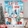 2pcs 2D Flat Printing Christmas Window Drapes Winter Snowman 00 Durable Polyester Without Electricity Spring Party & Holiday