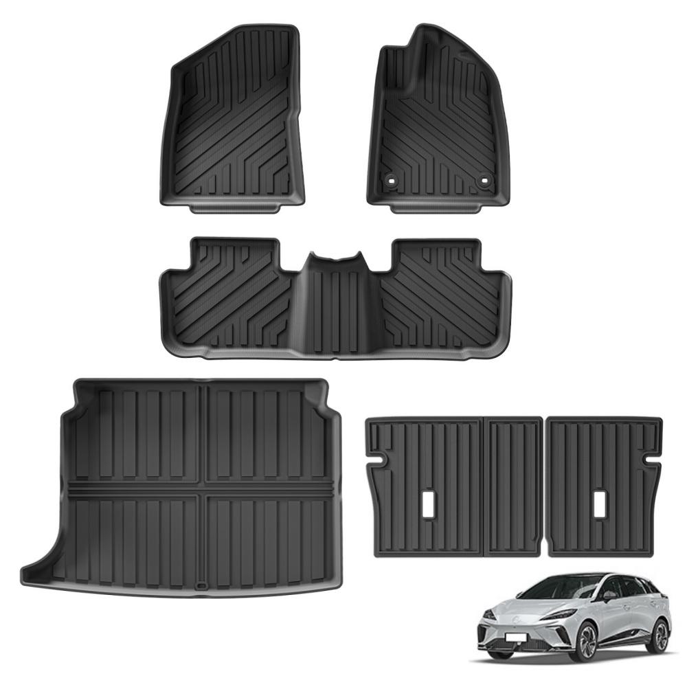 LUCKEASY RHD for MG 4 MG4 EV 2022-2024 Car Floor Mats Trunk Pad TPE 3D Foot Pad All Weather Right Hand Drive Black
