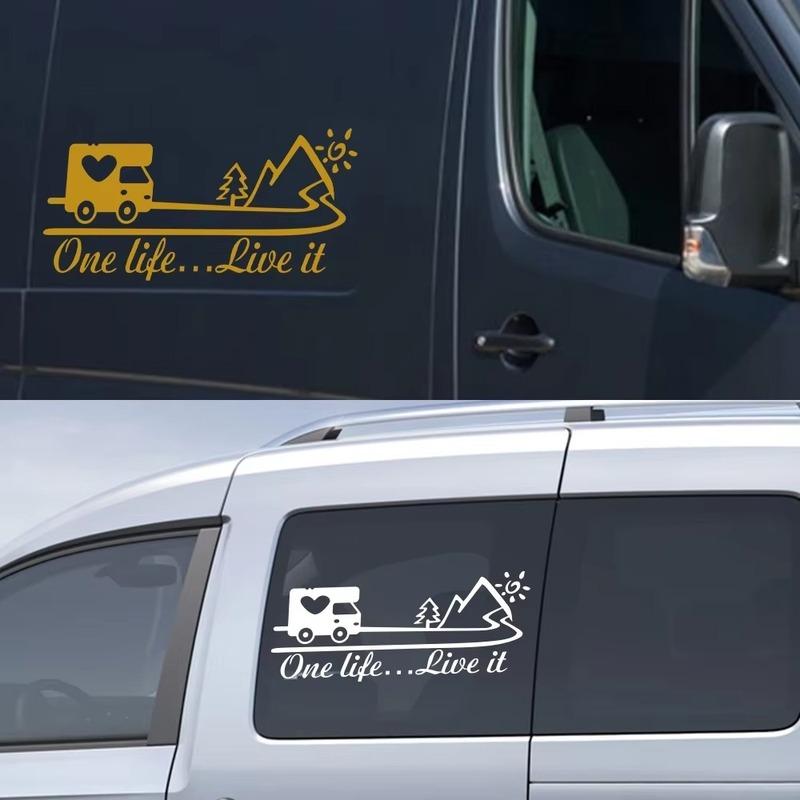 One Life Live It Car Sticker Van Camper Decor Decal Vinyl Vanlife Decoration For Truck Camper RV Caravan Body Auto Accessories