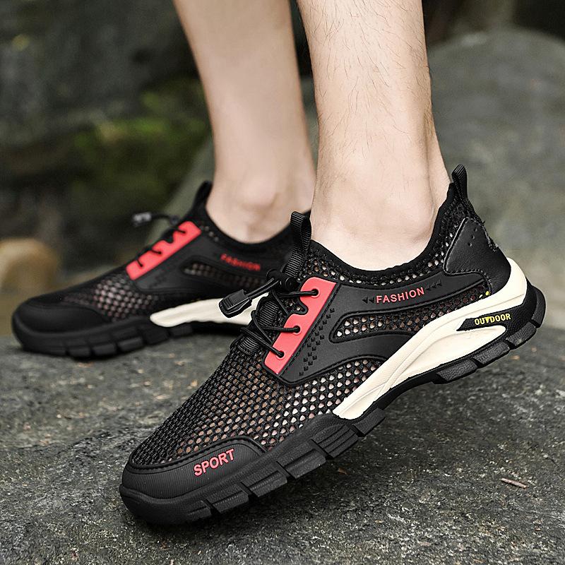 Летняя мужская обувь, новая сетчатая дышащая мягкая подошва, нескользящая, для отдыха, спорта на открытом воздухе, большого размера, походная обувь