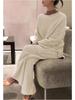 Женский повседневный вязаный комплект из двух предметов с длинным рукавом, однотонный, для осени/зимы 2025