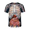 Human Organ Top 3d Print Horror Offal Pattern T-Shirt Round Neck Short Sleeve Loose Tops Halloween Decoration Accessory