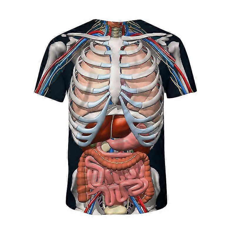 Human Organ Top 3d Print Horror Offal Pattern T-Shirt Round Neck Short Sleeve Loose Tops Halloween Decoration Accessory