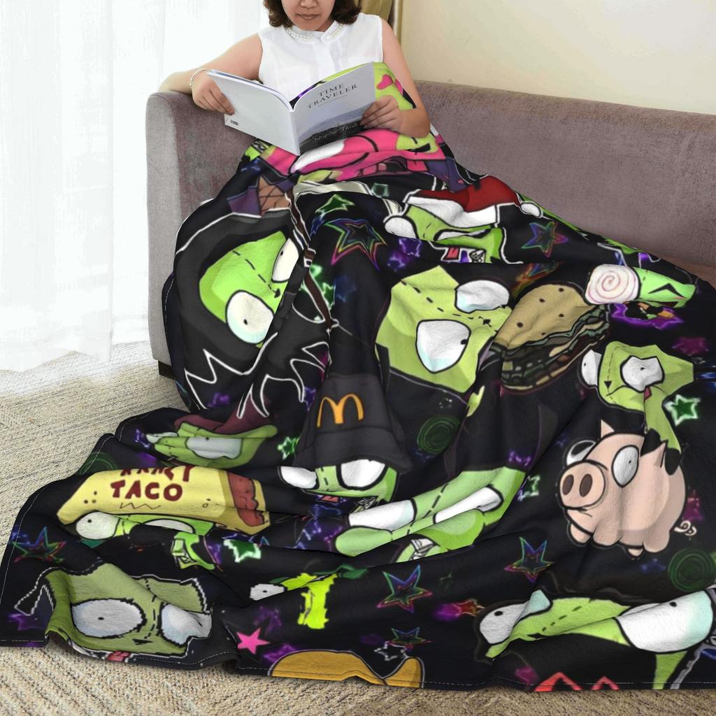 Invader Zim Gir Dib Robot Blankets Flannel Textile Decor Portable Super Soft Throw Blanket for Bed Car Bedspread