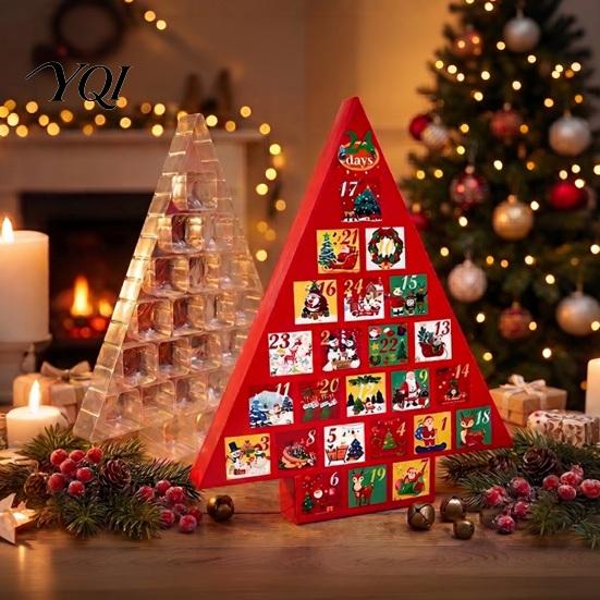 Party Favor Storage Box Christmas Tree Advent Calendar Box, DIY Surprising Shaped Paper Hole Punch Holiday Gift Fillable Countdown for Candy