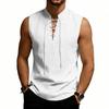Мужская безрукавка с воротником-стойкой, шнуровкой спереди, из льна, повседневная