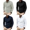Men Shirt Buttoned Turn-down Collar Long Sleeves Solid Mid Length Pullover Color Casual Business Style Top
