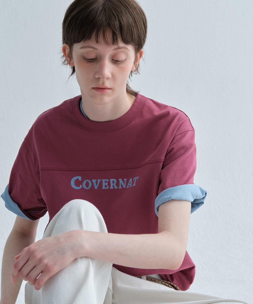 COVERNAT Painting Graphic Cutting Line T-Shirt Magenta
