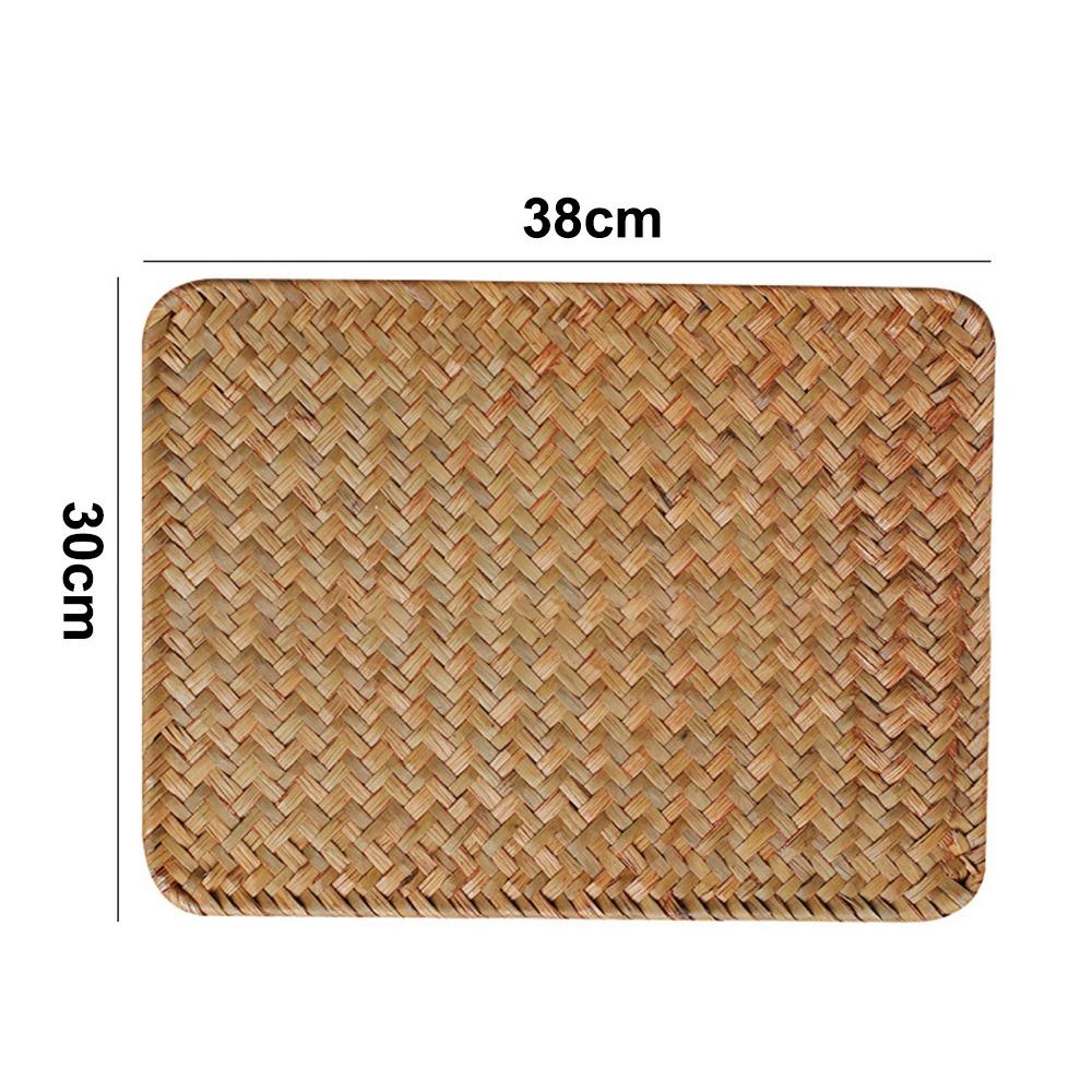 Natural Woven Rattan Indoor Placemats Rectangular Tablecloths Durable Table Mats  Kitchenware
