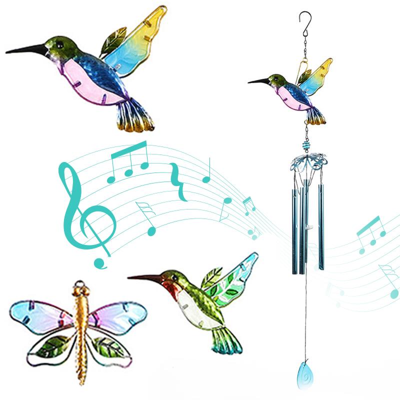 2 шт. подвесной кулон «Колибри Стрекоза» с алюминиевыми трубками для сада, патио, двора, 2 шт.