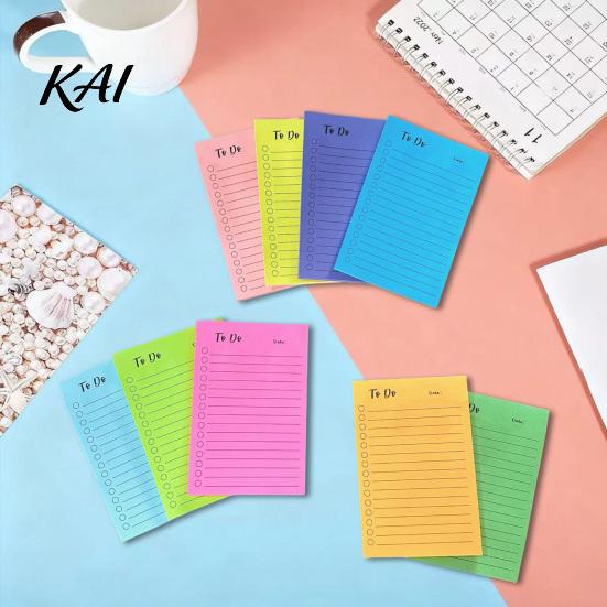 Adhesive To-do List for Office Lined Fluorescent Sticky Notepad, Lists with Check Boxes Page Markers Students Multi-colored Notes, Increase Efficiency