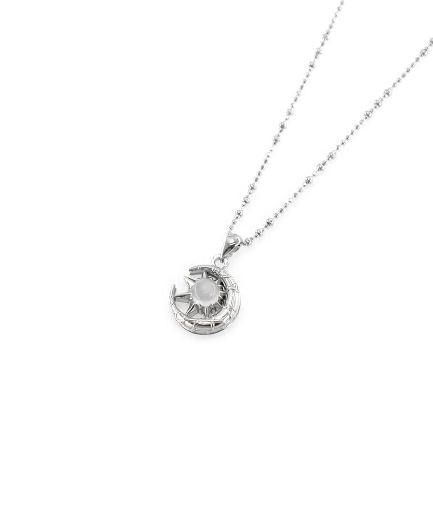 Vivus Lucia Stars 1 Moon N Moonstone Silver Necklace