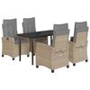 VidaXL Ensemble à Manger de Jardin avec Coussins 5 pcs, Table et Chaises avec Dossier Réglable, Meubles d'Extérieur, 3212835