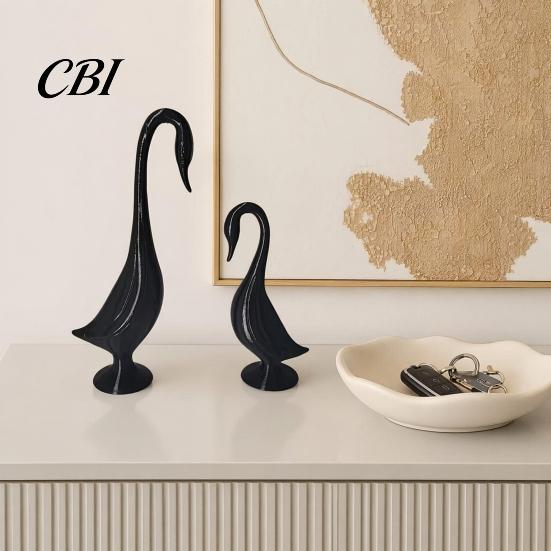 Creative Home Accent 2Pcs 3D Printed Swan Figurine, Artistic Sculpture with Stable Base, Decorative Showcase Decoration Double Ornaments, Minimalist