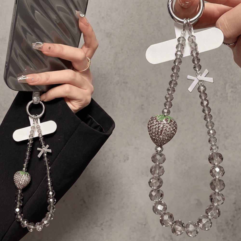 Bling Mobile Phone Chain Luxury Phone Lanyard Cute Charm Beaded Phone Bracelet Hand-Held Wrist