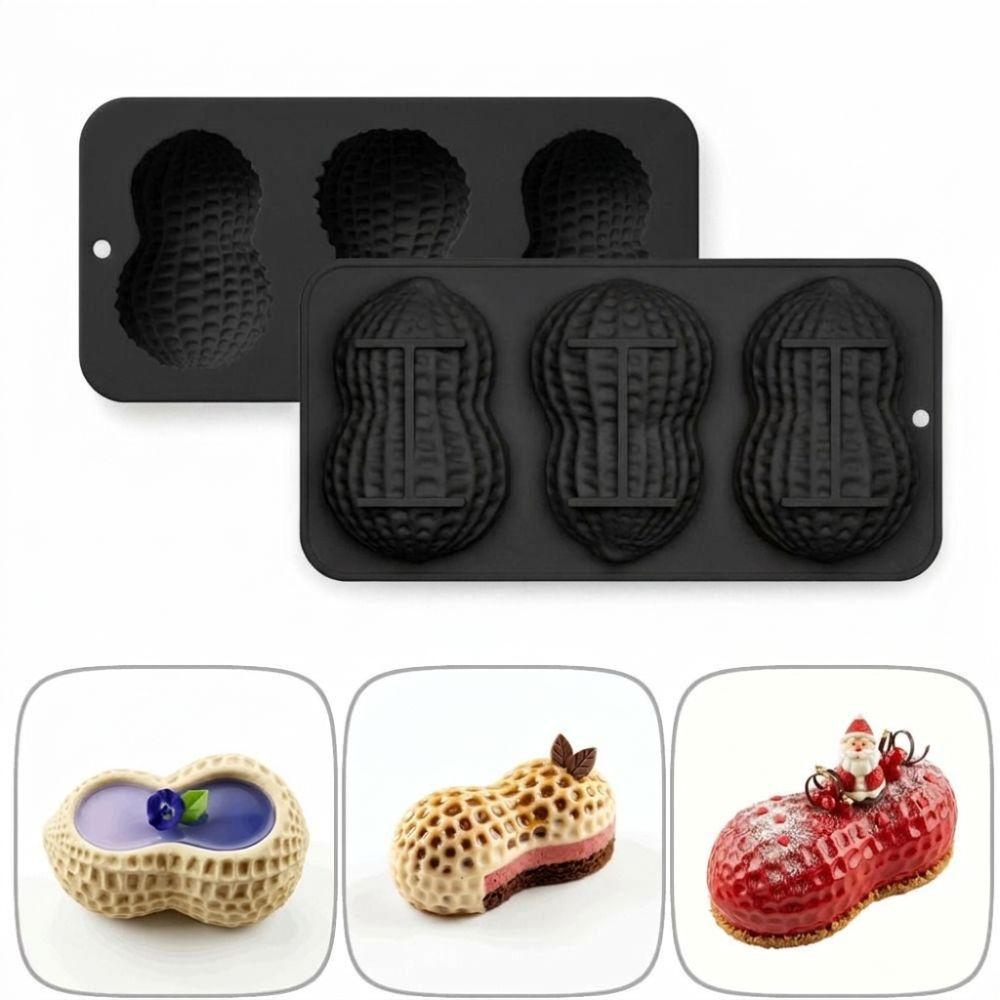 3-Cell Peanut Mousse Cake Mold Peanut Shaped Baking Mold New Chocolate Mold  Baking Tools