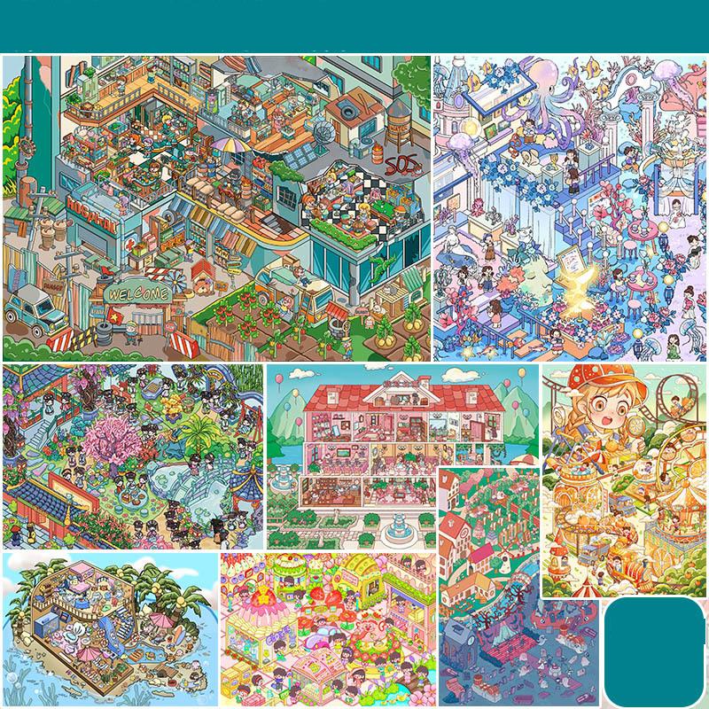 Plus Size Kawaii 3D Island Vacation Apocalypse Hospital Miniature Scene Stickers DIY Scrapbook Stacking Scenery Stickers