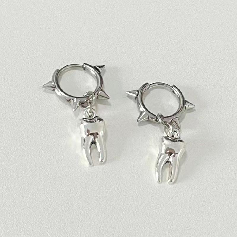 Готические украшения серьги-гвоздики в форме зуба рок-аксессуары серьги-кольца для женщин панк корейские модные серьги