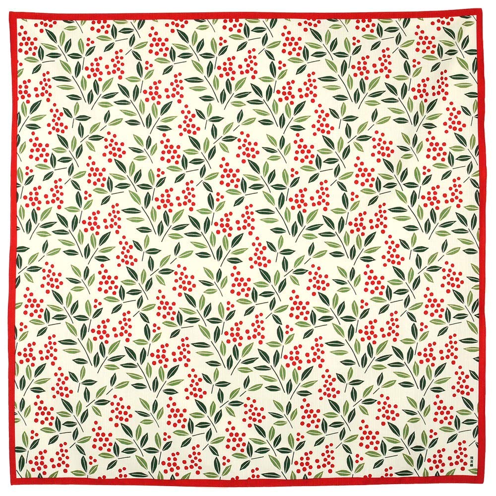 Hamamonyo Large Furoshiki Red (90cm) Nanten-zukushi