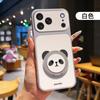 Подходит для iPhone17promax, держатель с красной пандой, чехол для мобильного телефона, кожаный, Apple 16, мультяшный защитный чехол 15
